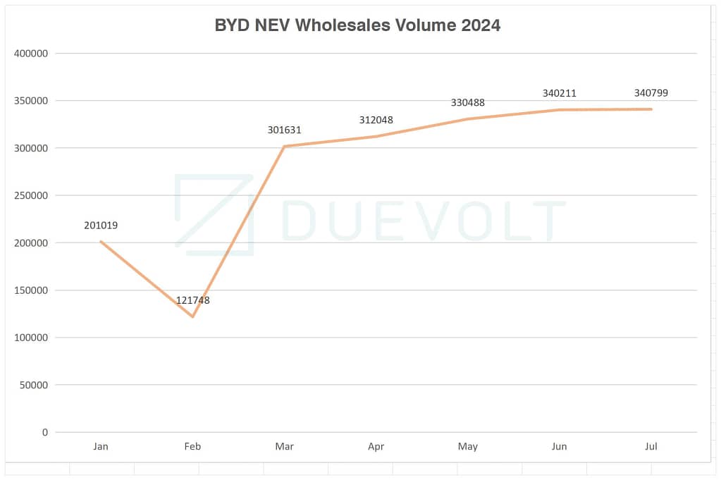 BYD NEV Wholesales Volume 2024